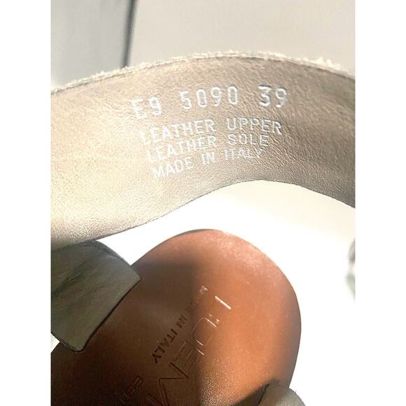 Boemos Italy Block Heel Sandals 39 US E 9 Dark Gray Leather Square Toe - Picture 9 of 11